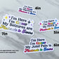 The 7 6 4 and 5 inch stickers are shown for comparison on a marble surface.