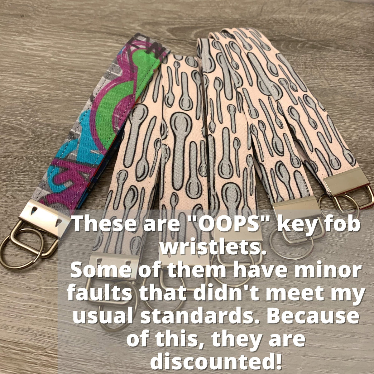 OOPS Spoonie Cotton Customizable Key Fob Wristlet, Chronic Illness Keychain Lanyard