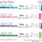 Color options are shown. Blue, Pink, Purple, Green. Each shows colorful calendar pages, and what the colored shadow looks like on each page. A column on the right says corresponding tab colors. Each color option has a light and dark shade of the color for the tabs that alternate. A note says colors may appear different in person.